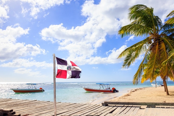 Dominican Flag at Beach