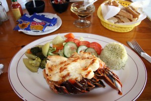 Lobster dinner in Cozumel