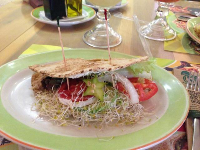 A sandwich served at 100% Natural in Cancun, Mexico