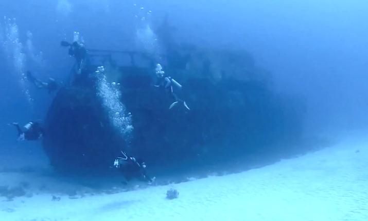 Diving in a sunken ship