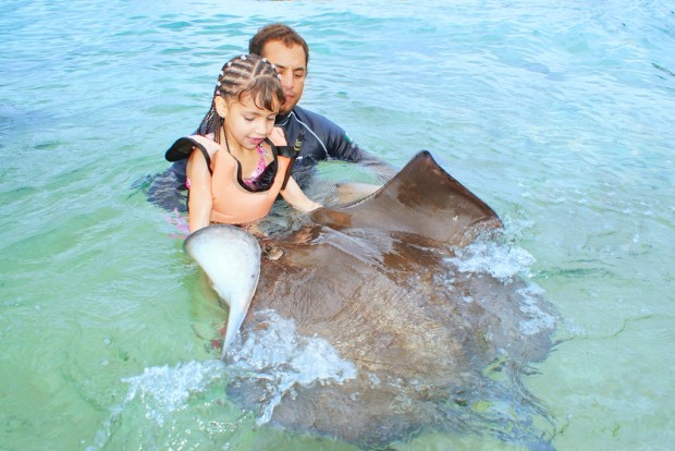 Swimming with stingrays in Cozumel