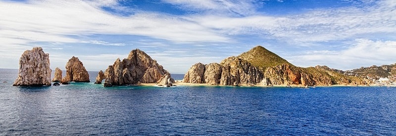 A view of the bay of Lands End and Lover Beach in Los Cabos