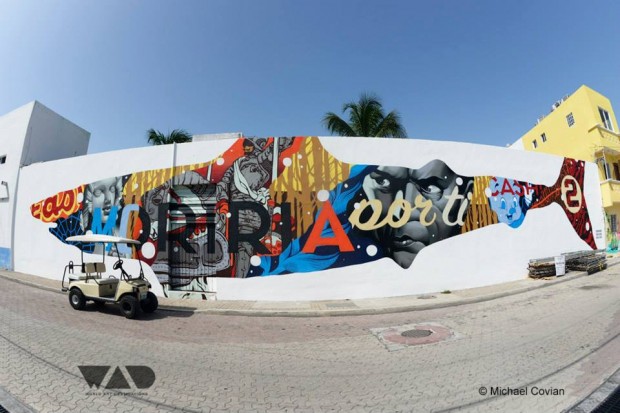 A mural by Tristan Eaton on a wall on the island of Isla Mujeres, Mexico