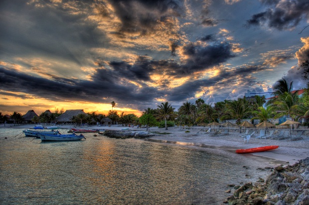 The Bay of Akumal as the sun goes down