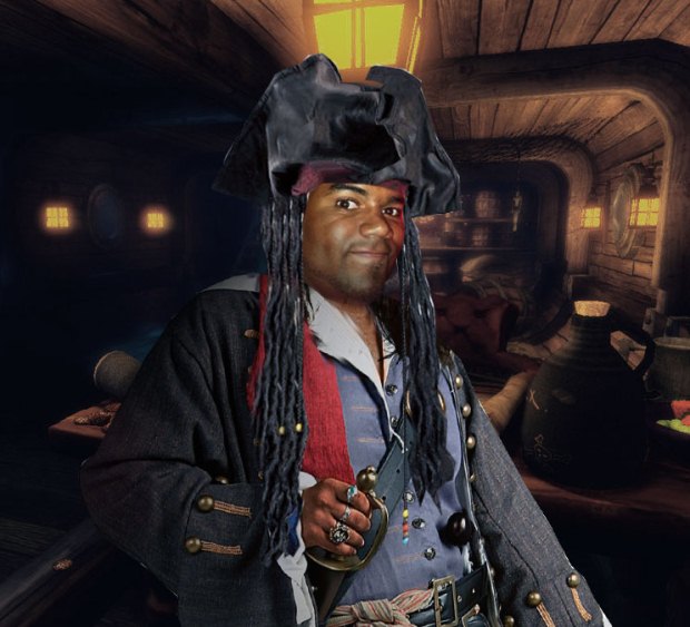 A pirate of the Caribbean poses for the camera