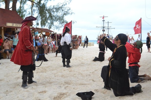 A group of pirates begging for their lives in the Dominican Republic