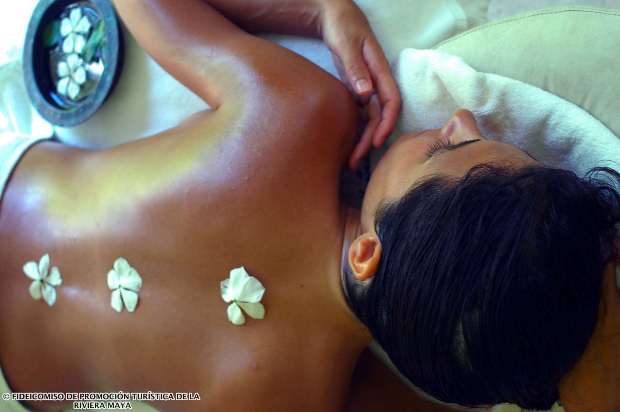 A woman receives a spa treatment in the Riviera Maya, Mexico