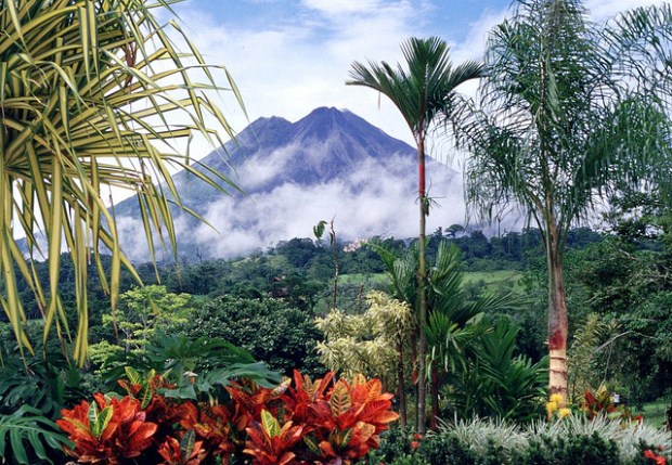 A long-shot view of Arenal volcano in Costa Rica