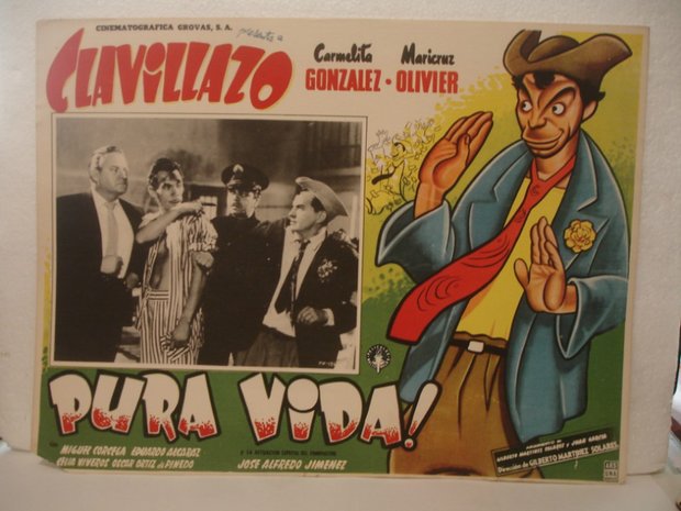 A poster for the 1956 film Pura Vida starring Mexican comedian Clavillazo.