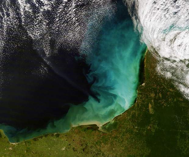 A satellite view of the Yucatan Peninsula courtesy of NASA