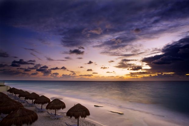 Caribbean sunset in Cancun