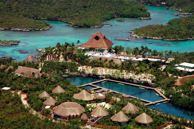 An aerial view of Xel-Ha, the world-famous aquatic park located just outside of Tulum, Rivera Maya