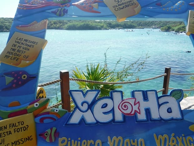 A sign at Xel Ha overlooking the snorkel bay