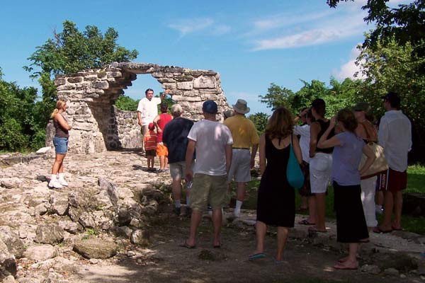 Guests of a Cozumel tour visit the San Geranimo ruins on Cozumel island