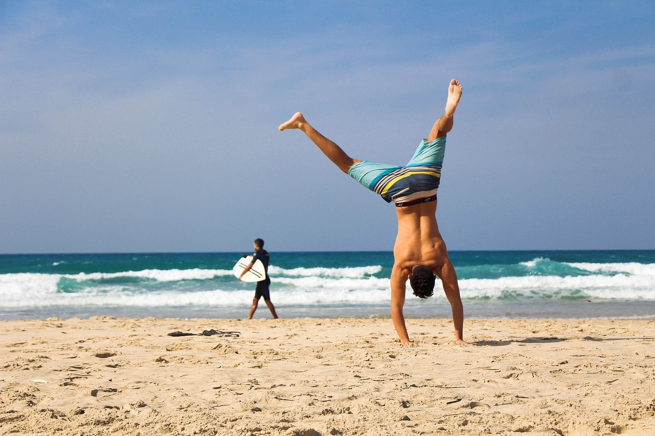 Handstand on the beach
