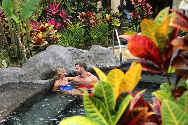 man and woman during eco tour in hot springs