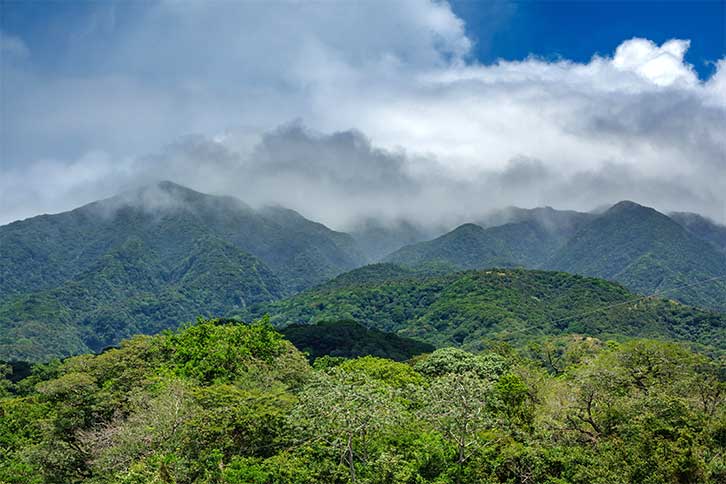 Mountains and rainforests in Costa Rica