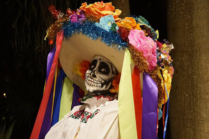 Catrina skull during the Day of the Dead celebration in Xcaret