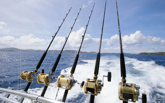 Fishing rods aboard a boat