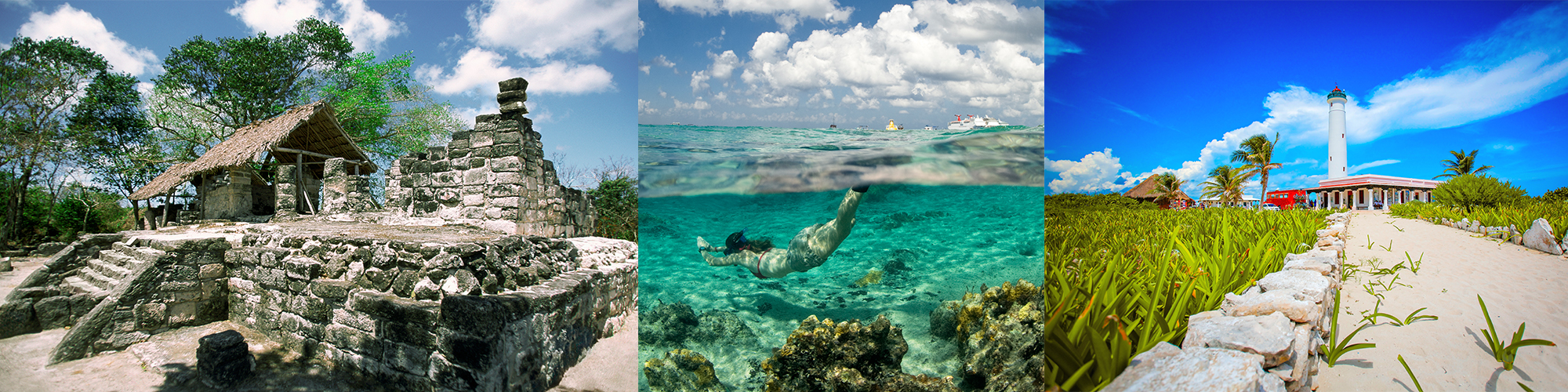 Collage of activities in Cozumel