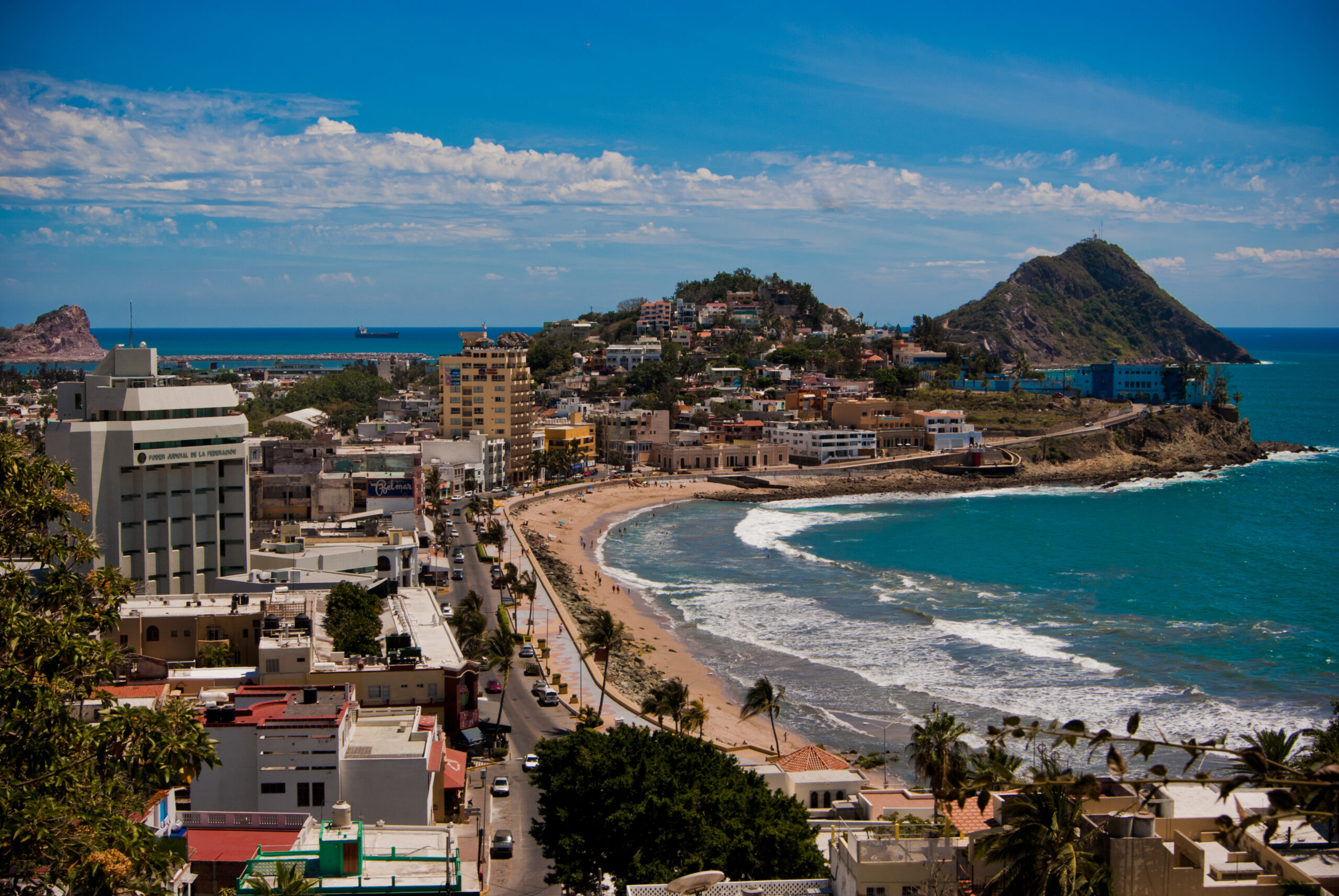 Aerial photo of Mazatlán's bay