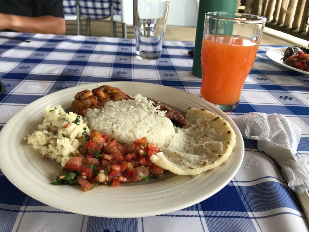 Traditional Costa Rican food on a plate