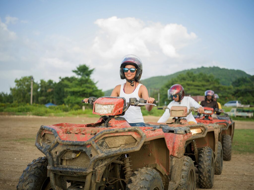 Group of people on atvs in Jamaica