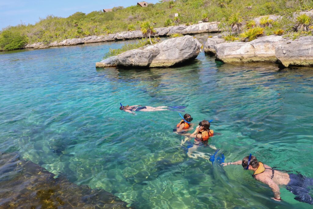 Group of people norkeling in Paradise Lagoon