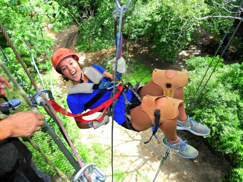 Woman in a new bonjee jump experience in Guanacaste, Costa Rica