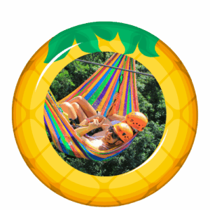 Young couple lying on a hammock in the air