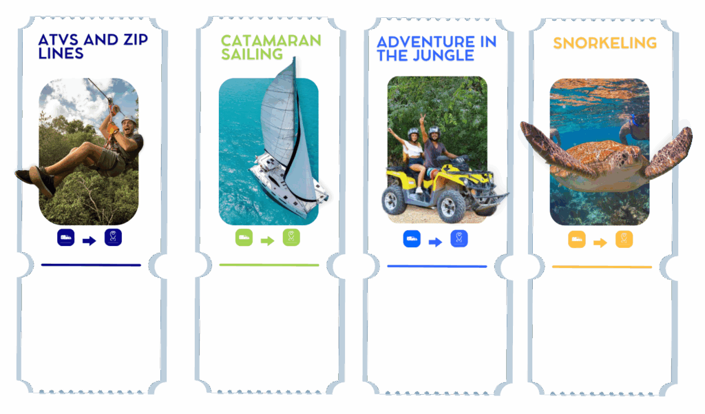 different activities around of the rivera maya