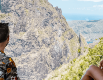 Couple enjoying the view of Saint Lucia island